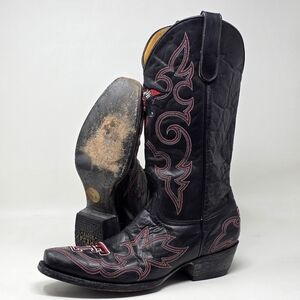 Game Day Boots Mens SZ 9.5 TEXAS TECH Red Raiders Red/Black Leather Cowboy Boots
